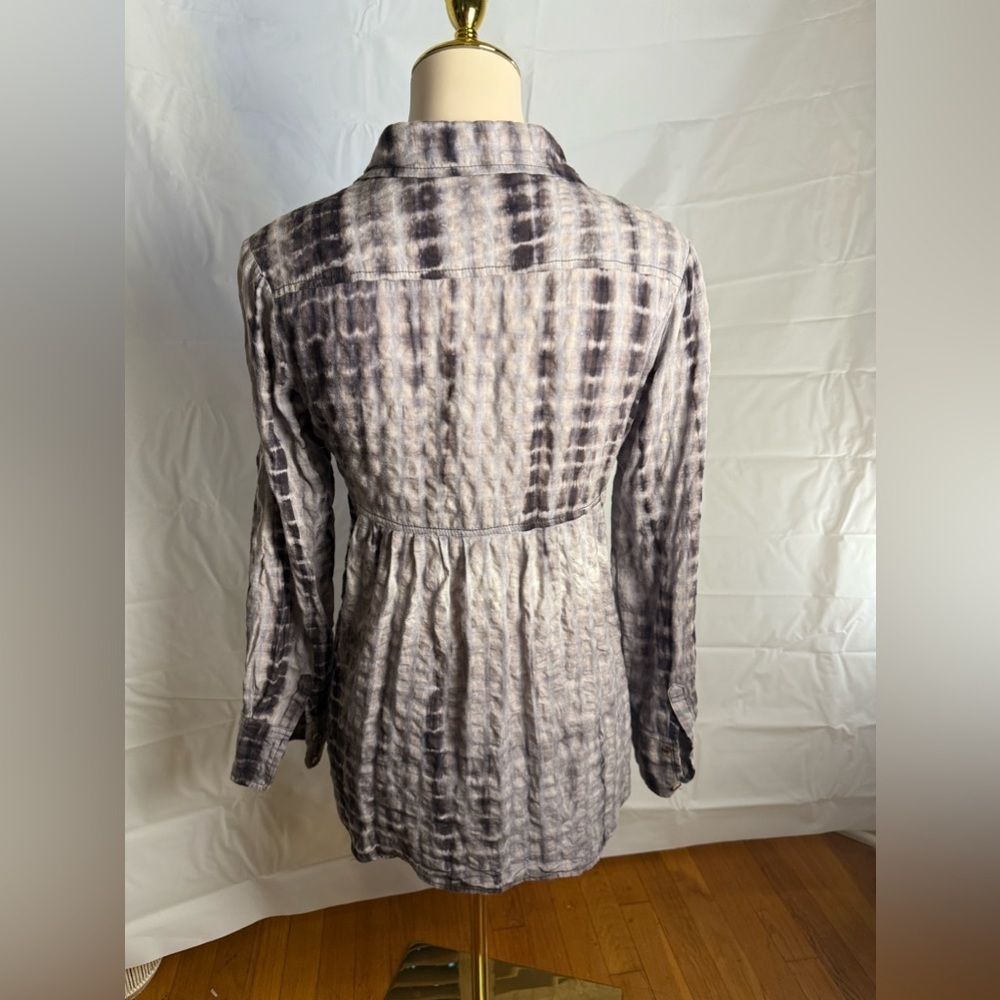 Ya Los Angeles Black and Gray Long Sleeve Button Down Shirt Medium - Picture 2 of 7